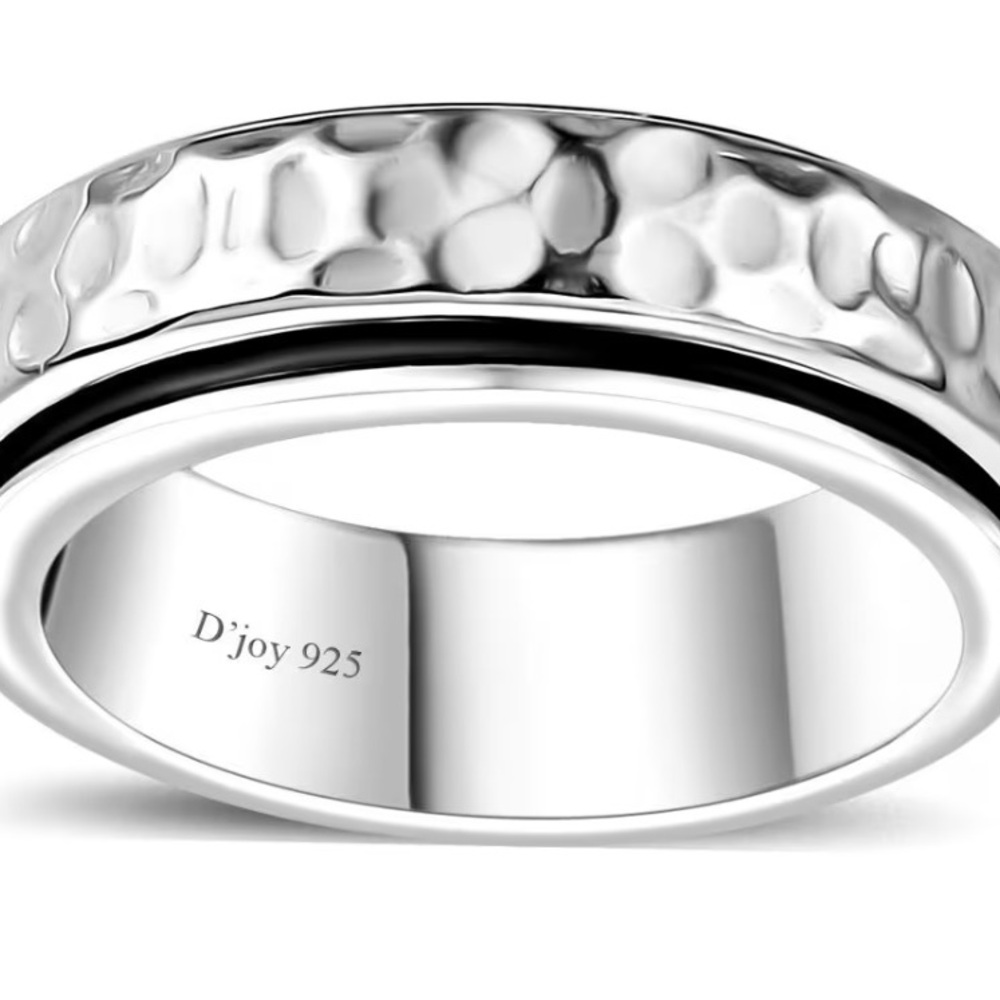 Anxiety Band Ring in Platinum Over Sterling Silver 7.10 Grams